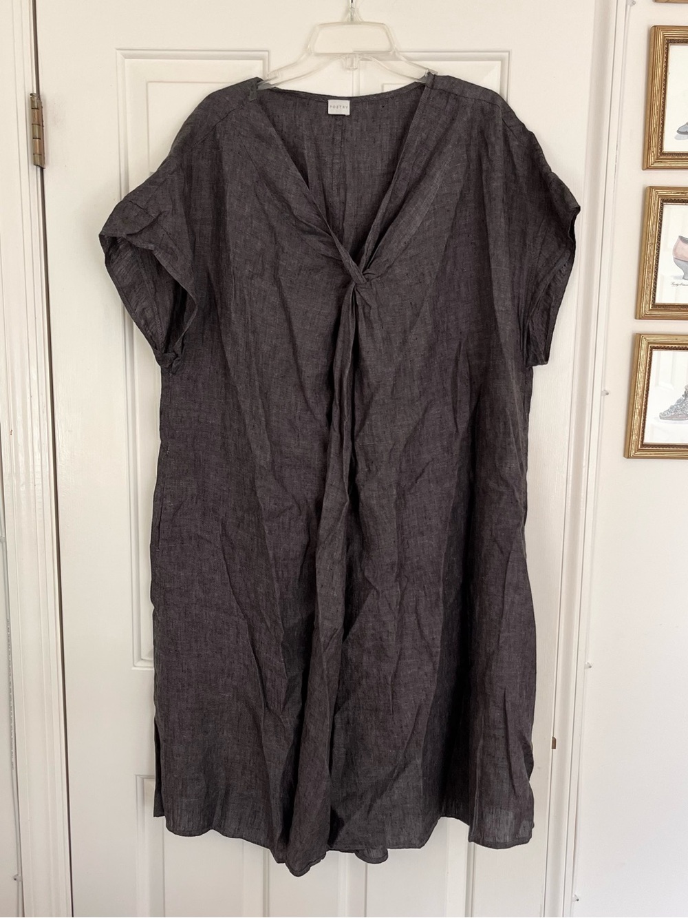 Poetry Charcoal Grey Linen Cover Up/ Wrap Dress Size 18, see description